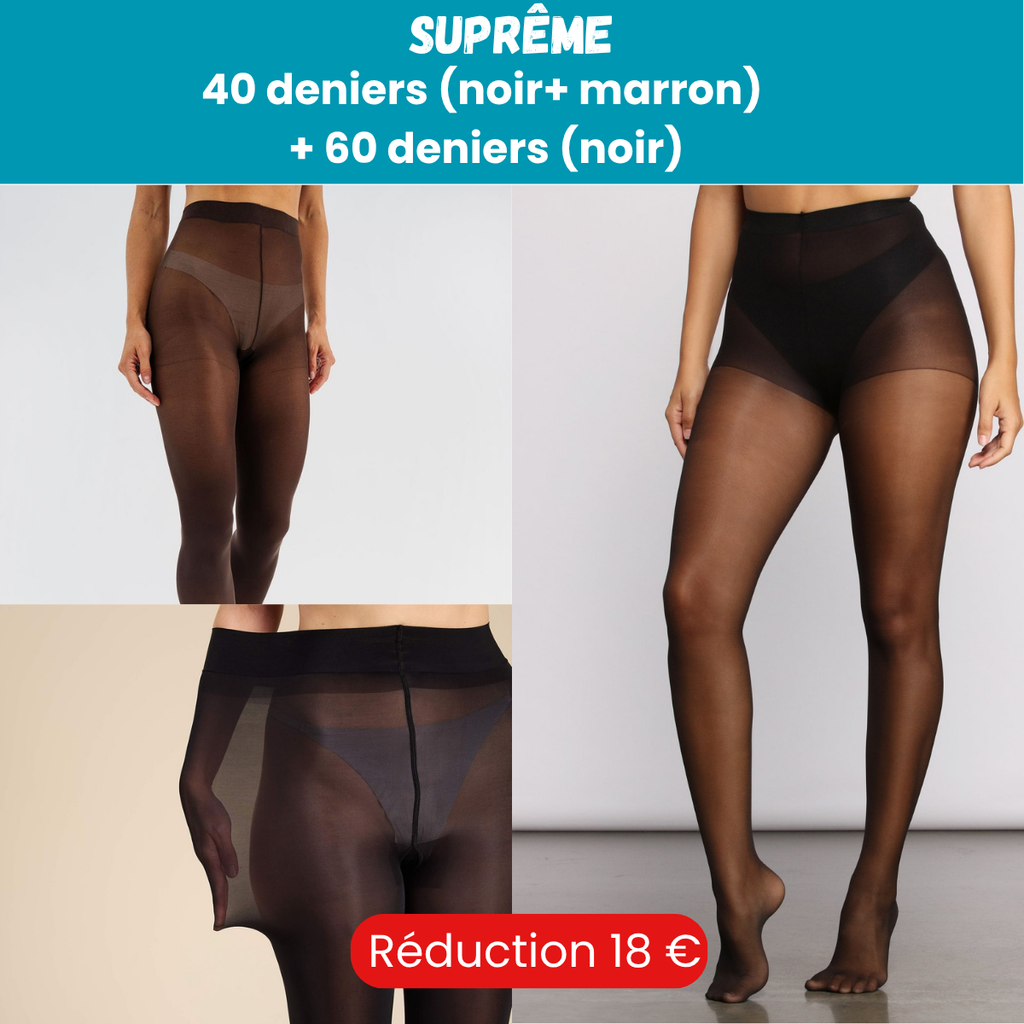 PACK SUPRÊME : DUO 40 DENIERS ( NOIR+MARRON) + 60 DENIERS (NOIR)